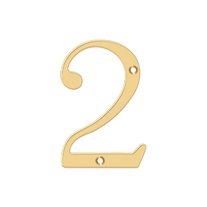 Home Accessories Solid Brass Numbers 2 by Deltana - 4" - PVD Polished Brass - New York Hardware