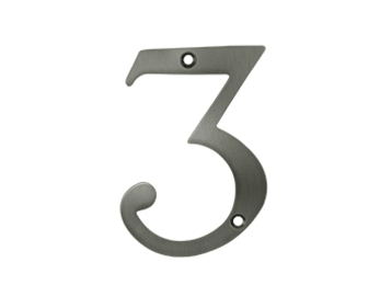 Solid Brass 4" Number #3 - Pewter - New York Hardware Online