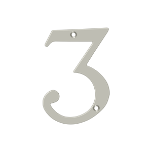 Home Accessories Solid Brass Numbers 3 by Deltana - 4" - Brushed Nickel - New York Hardware