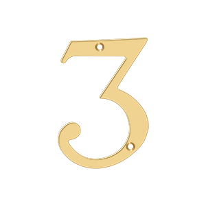 Home Accessories Solid Brass Numbers 3 by Deltana - 4" - PVD Polished Brass - New York Hardware