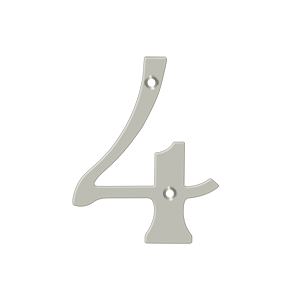 Home Accessories Solid Brass Numbers 4 by Deltana - 4" - Brushed Nickel - New York Hardware