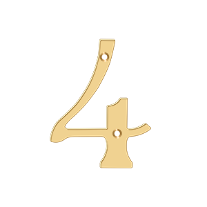 Home Accessories Solid Brass Numbers 4 by Deltana - 4" - PVD Polished Brass - New York Hardware
