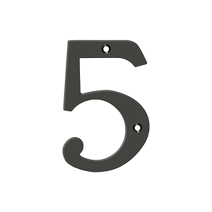 Home Accessories Solid Brass Numbers 5 by Deltana - 4" - Oil Rubbed Bronze - New York Hardware