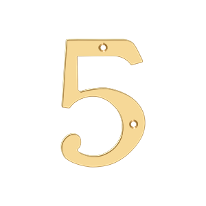 Home Accessories Solid Brass Numbers 5 by Deltana - 4" - PVD Polished Brass - New York Hardware