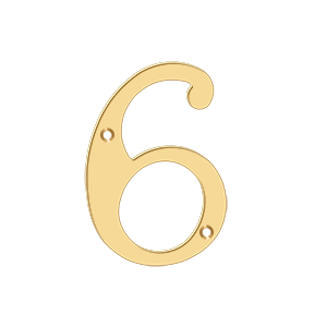 Home Accessories Solid Brass Numbers 6 by Deltana - 4" - PVD Polished Brass - New York Hardware