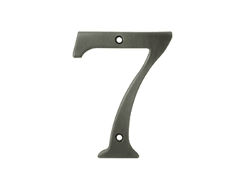 Solid Brass 4" Number #7 - Pewter - New York Hardware Online