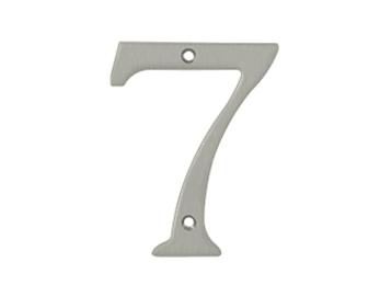 Solid Brass 4" Number #7 - Satin Nickel - New York Hardware Online