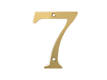 Solid Brass 4" Number #7 - PVD - Polished Brass - New York Hardware Online
