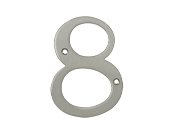Solid Brass 4" Number #8 - Satin Nickel - New York Hardware Online
