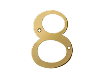 Solid Brass 4" Number #8 - PVD - Polished Brass - New York Hardware Online