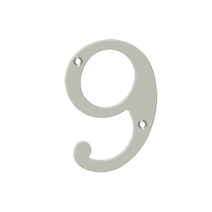 Home Accessories Solid Brass Numbers 9 by Deltana - 4" - Brushed Nickel - New York Hardware