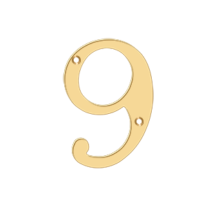 Home Accessories Solid Brass Numbers 9 by Deltana - 4" - PVD Polished Brass - New York Hardware