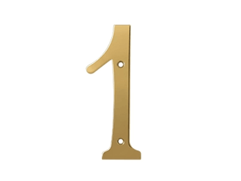 Solid Brass 6" Number #1 - PVD - Polished Brass - New York Hardware Online