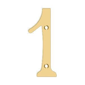 Home Accessories Solid Brass Numbers 1 by Deltana - 6" - PVD Polished Brass - New York Hardware