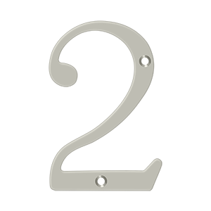Home Accessories Solid Brass Numbers 2 by Deltana - 6" - Brushed Nickel - New York Hardware