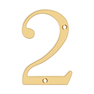 Home Accessories Solid Brass Numbers 2 by Deltana - 6" - PVD Polished Brass - New York Hardware