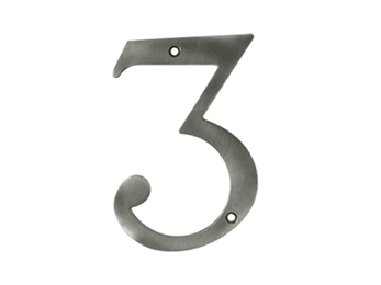 Solid Brass 6" Number #3 - Pewter - New York Hardware Online