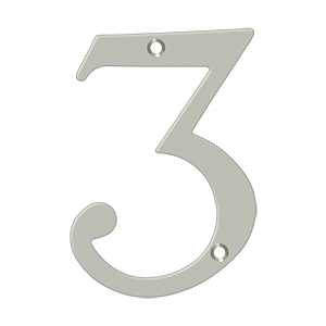 Home Accessories Solid Brass Numbers 3 by Deltana - 6" - Brushed Nickel - New York Hardware