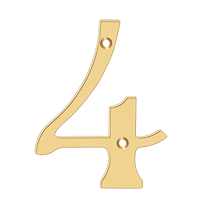 Home Accessories Solid Brass Numbers 4 by Deltana - 6" - PVD Polished Brass - New York Hardware