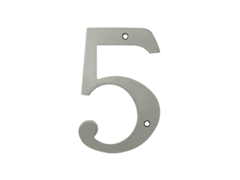 Solid Brass 6" Number #5 - Satin Nickel - New York Hardware Online