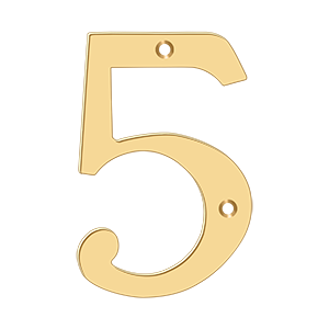 Home Accessories Solid Brass Numbers 5 by Deltana - 6" - PVD Polished Brass - New York Hardware