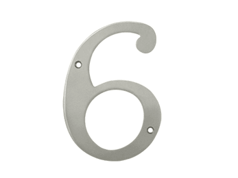 Solid Brass 6" Number #6 - Satin Nickel - New York Hardware Online