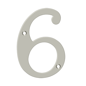 Home Accessories Solid Brass Numbers 6 by Deltana - 6" - Brushed Nickel - New York Hardware