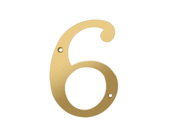 Solid Brass 6" Number #6 - PVD - Polished Brass - New York Hardware Online