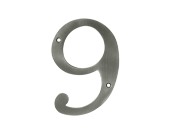 Solid Brass 6" Number #9 - Pewter - New York Hardware Online