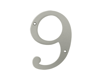Solid Brass 6" Number #9 - Satin Nickel - New York Hardware Online