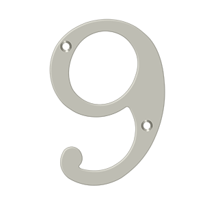 Home Accessories Solid Brass Numbers 9 by Deltana - 6" - Brushed Nickel - New York Hardware