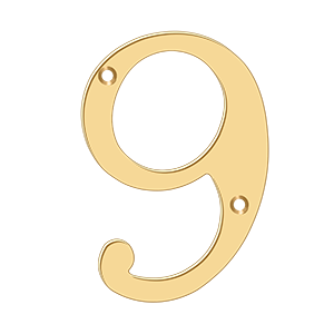 Home Accessories Solid Brass Numbers 9 by Deltana - 6" - PVD Polished Brass - New York Hardware