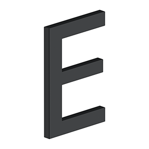 Home Accessories Stainless Steel E Series with Risers Letter E by Deltana - 4" - Paint Black - New York Hardware