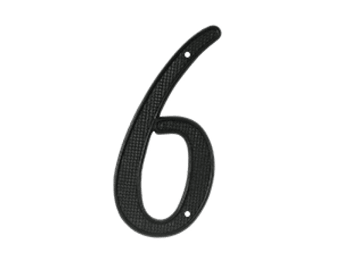 4" Number #6 Zinc Die-Cast - Black - New York Hardware Online