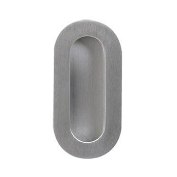 Oval Recessed Pull - 4" (102mm) Satin Stainless Steel - New York Hardware Online