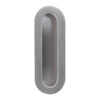 Oval Recessed Pull - 5 29/32" (150mm) Satin Stainless Steel - New York Hardware Online