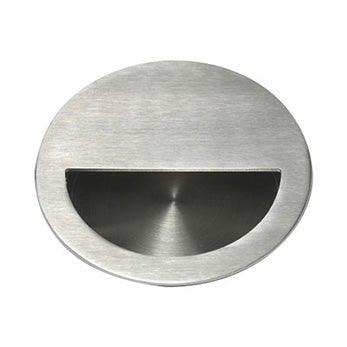 Round Half Moon Recessed Pull - 3 17/32" (90mm) Satin Stainless Steel - New York Hardware Online
