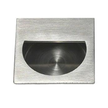 Square Half Moon Recessed Pull - 2 5/16" (59mm) Satin Stainless Steel - New York Hardware Online
