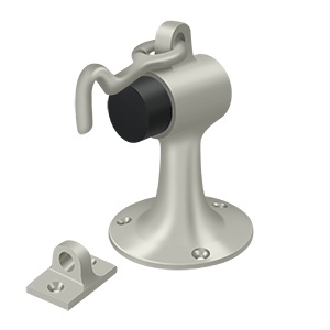 Heavy Duty Solid Brass Floor Mount Door Bumper W/ Holder by Deltana -  - Brushed Nickel - New York Hardware