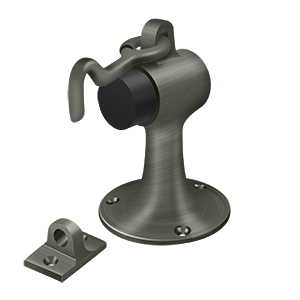 Heavy Duty Solid Brass Floor Mount Door Bumper W/ Holder by Deltana -  - Antique Nickel - New York Hardware