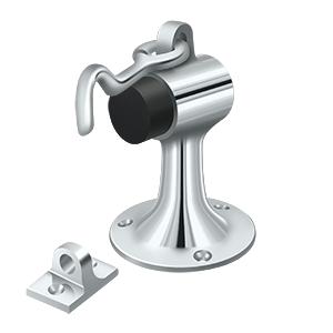 Heavy Duty Solid Brass Floor Mount Door Bumper W/ Holder by Deltana -  - Polished Chrome - New York Hardware
