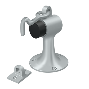 Heavy Duty Solid Brass Floor Mount Door Bumper W/ Holder by Deltana -  - Brushed Chrome - New York Hardware