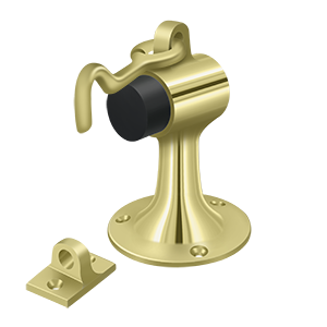 Heavy Duty Solid Brass Floor Mount Door Bumper W/ Holder by Deltana -  - Polished Brass - New York Hardware