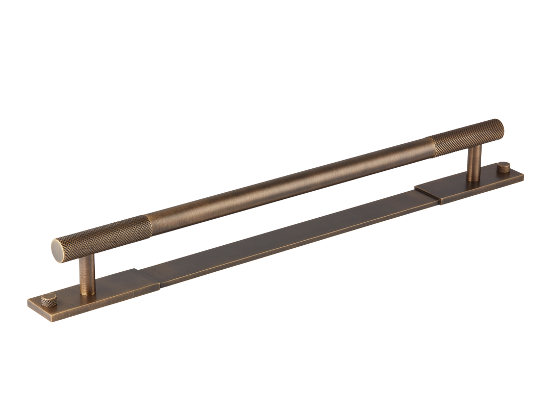 MIX Diamond Knurled Appliance Pull Handle & Backplate by Armac Martin - 608mm - Satin Antique Satin Lacquered