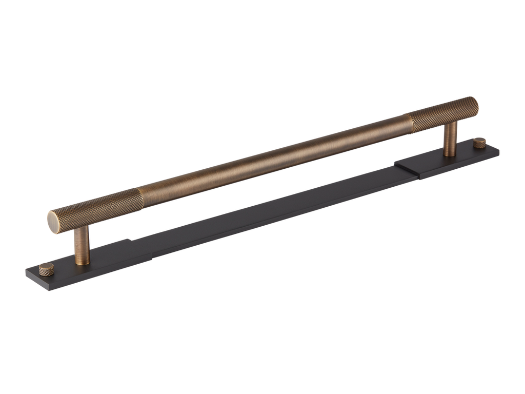 MIX Diamond Knurled Appliance Pull Handle & Backplate - Mixed Finish by Armac Martin - 608mm - Satin Brass Satin lacquered