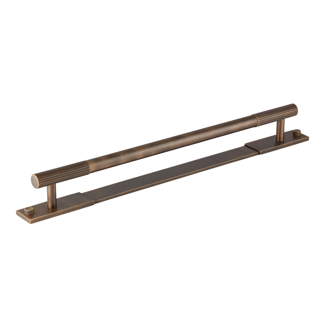 MIX Straight Knurled Appliance Pull Handle & Backplate by Armac Martin - 608mm - Satin Antique Satin Lacquered