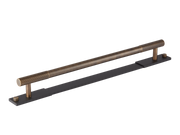 MIX Straight Knurled Appliance Pull Handle & Backplate - Mixed Finish by Armac Martin - 608mm - Satin Antique Satin Lacquered