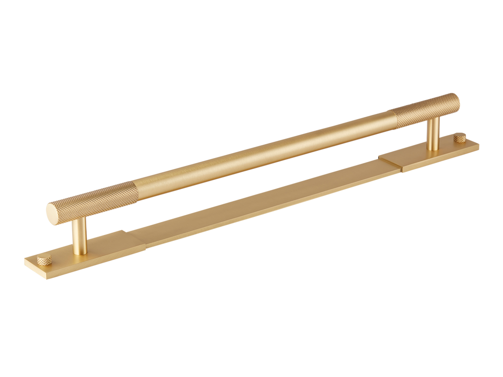 MIX Diamond Knurled Appliance Pull Handle & Backplate by Armac Martin - 384mm - Satin Brass Satin lacquered