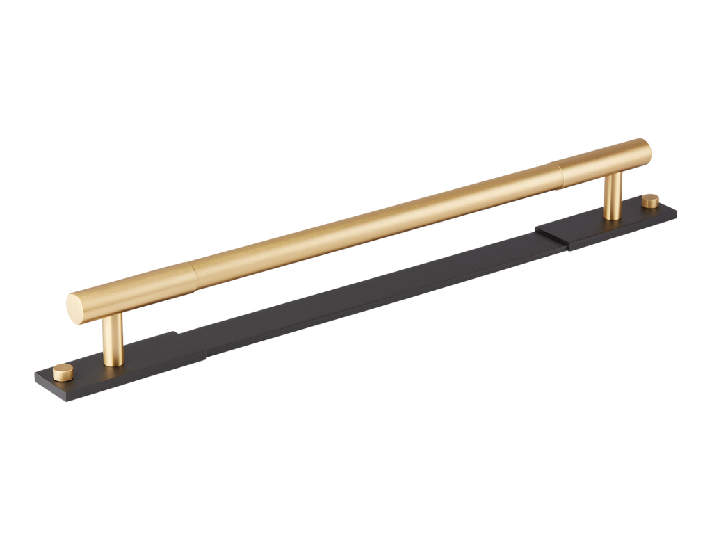 MIX Plain Appliance Pull Handle & Backplate - Mixed Finish by Armac Martin - 608mm - Satin Brass Satin lacquered
