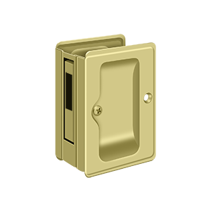 Heavy Duty Sliding Door Reciver Adjustable Pocket Lock by Deltana -  - Polished Brass - New York Hardware